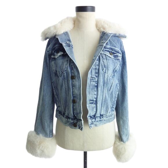 Reformation Jackets & Blazers - Reformation Aussie Denim Jean Jacket With Faux Fur Trim Sz Small